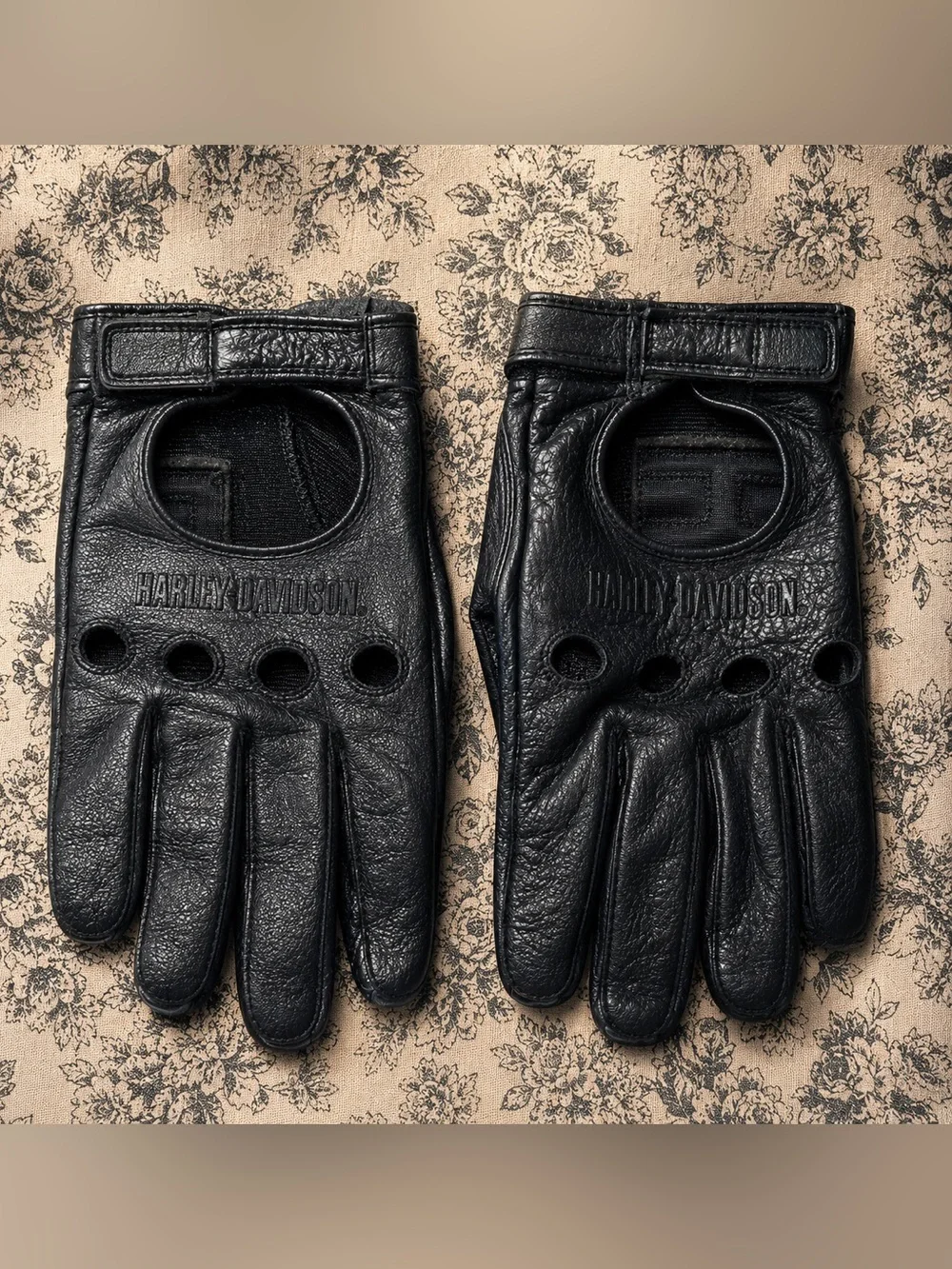 Vintage Harley Davidson Leather Riding Gloves Women’s Small Black Motorcycle